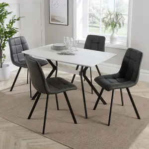 Home Source Luxor Dining Set with 4 Grey Chairs