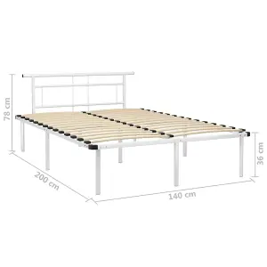 Berkfield Bed Frame White Metal 140x200 cm