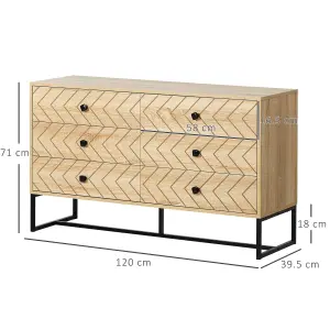 HOMCOM Chest Of 6 Drawers Storage Unit 71x120cm Unique Zigzag Design Anti tip