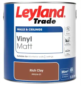 Leyland Trade Vinyl Matt Walls & Ceilings Emulsion Paint Rich Clay (PPG16-31) 2.5L