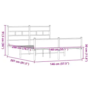 Berkfield Bed Frame without Mattress Brown Oak 140x200 cm Engineered Wood