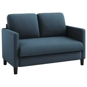 Neche 2 Seater Small Couch, Teddy Velvet Loveseat Sofa for Bedroom - Blue Grey