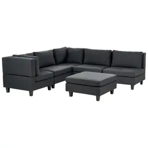 Corner Sofa with Ottoman UNSTAD Black Fabric Right Hand