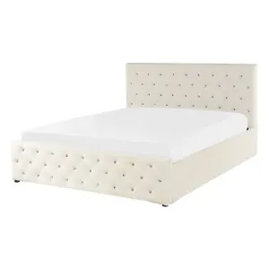 Velvet EU Double Size Ottoman Bed Beige AMIENS