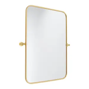 Metal Rectangular Decorative Wall Mounted Mirror in Gold