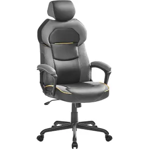 SONGMICS Office Chair, Gaming Chair, Height Adjustable, PU and Cotton-Linen Surface, Tilt Function, Classic Black