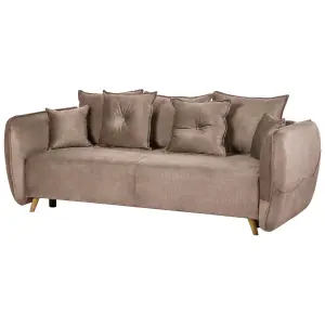 Sofa Bed VALLANES Light Brown Velvet