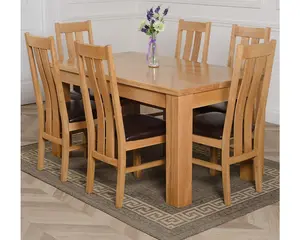 Dakota 152 x 87 cm Chunky Medium Oak Dining Table and 6 Chairs Dining Set with Princeton Chairs