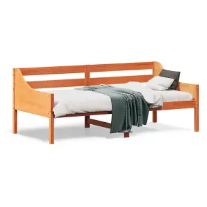 Berkfield Day Bed without Mattress Wax Brown 75x190 cm Small Single Solid Wood Pine