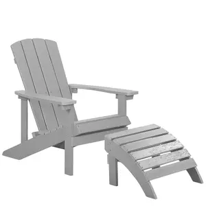 Garden Chair ADIRONDACK with Footstool Light Grey