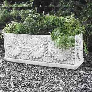 Large Daisy design Stone Planter Trough