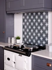 Laura Ashley Wicker Midnight Seaspray Glass Kitchen Splashback 900 x 750mm