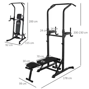 HOMCOM Adjustable&Folded Dip Stands Multi-Function Pull-ups Sit-ups Fitness tool