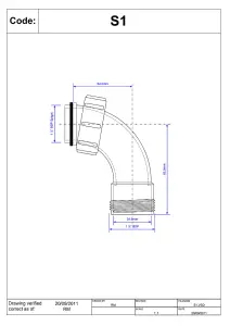 McAlpine S1 1" 90degree Bend - BSP Male Thread x BSP Coupling Nut