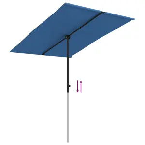 Berkfield Outdoor Parasol with Aluminium Pole 2x1.5 m Azure Blue