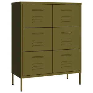 Berkfield Drawer Cabinet Olive Green 80x35x101.5 cm Steel