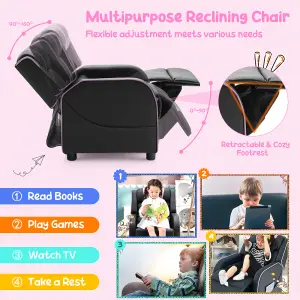 Costway Kids Recliner Chair Toddler Ergonomic PU Leather Sofa Couch Upholstered Armchair