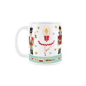 Purely Home Red Christmas Nutcracker Character Coffee Mug -  4x White Ceramic Mugs