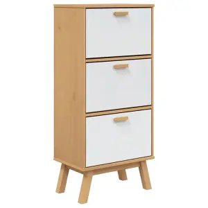 Berkfield Shoe Cabinet OLDEN White and Brown 55x35x120cm Solid Wood Pine