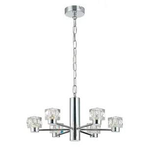 Luminosa Contemporary Multi Arm Pendant Ceiling 6 Light Chrome, Glass