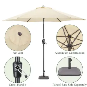 2.7m Crank and Tilt Parasol - Cream