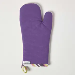 Homescapes Osaka Purple Stripe Cotton Oven Glove