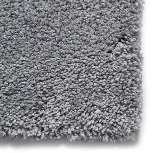 Grey Plain Shaggy Modern Plain Easy to Clean Soft Rug For Dining Room -120cm X 170cm