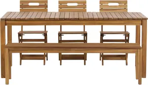 GoodHome Denia Natural Wooden 6 seater Rectangular Table