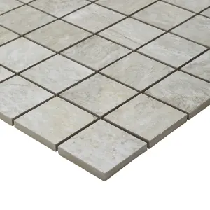 Shaded slate Beige Matt Porcelain Mosaic tile, (L)300mm (W)300mm