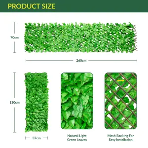 GardenKraft 26130 2.6m x 0.7m Light Ivy Leaf Covered Trellis