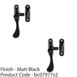 2 PACK - Spoon End Reversible Casement Window Fastener Handle 103mm Length Matt Black