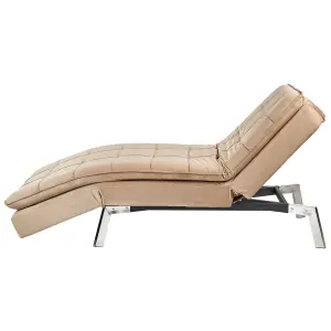 Velvet Chaise Lounge Light Brown LOIRET