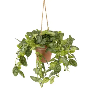 17cm Plant Pot with artificial plant in Terracotta Hanging trailing Melamine Pot