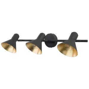 3 Light Spotlight Metal Bar Black MERSEY