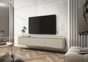 Elegant Moro Floating TV Cabinet H300mm W1750mm D320mm in Beige - Modern Entertainment Center