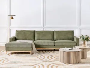 Right-Hand Corner Sofa SIGGARD Green Corduroy Right Hand