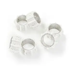 Penguin Home Set of 6 Handcrafted Pearl Style Beaded Napkin Rings