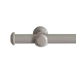 GoodHome Greki Matt Light grey Fixed Button Curtain pole Set, (L)3m (Dia)35mm