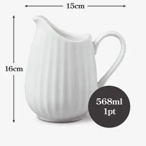 WM Bartleet & Sons Porcelain Traditional Fluted Jug, 568ml