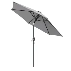 SunDaze 2.5M Grey Garden Parasol Sun Shade Umbrella with Crank Handle & Tilt Mechanism