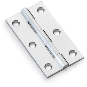 PAIR Solid Brass Cabinet Butt Hinge - 75mm - Satin Chrome Premium Cupboard