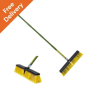 Garden Broom Stiff Brush Heavy Duty 45cm Brush Head For Garden, Yard, Warehouse, Site Work (FREE DELIVERY)