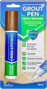 Large Grout Pen - Designed for restoring tile grout in bathrooms & kitchens (Brown)