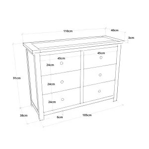 Lugo 6 Drawer Chest of Drawers Wood Knob