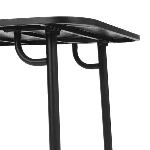 Outdoor Garden Dining Table , Curved Table with Metal Slatted Top, Black