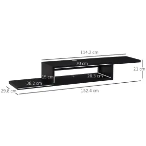 HOMCOM Wall Mounted Media Console, Floating TV Stand Component Shelf, Black