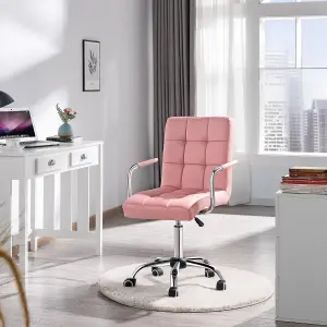 Yaheetech PU Leather Modern Office Chair with Armrests - Pink