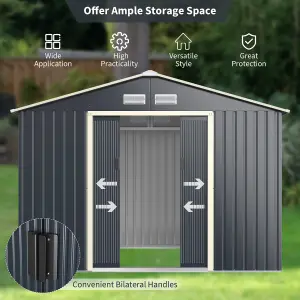 Costway 9.1 x 6.3 FT Outdoor Storage Shed Large Organizer House Double Sliding Door