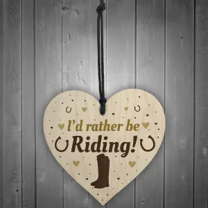 Red Ocean Funny Horse Lover Gift Rather Be Riding Wooden Heart Stable Door Sign Plaque Gift