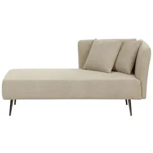 Right Hand Fabric Chaise Lounge Beige RIOM